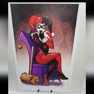 Harley Quinn Art Print - Red and Purple